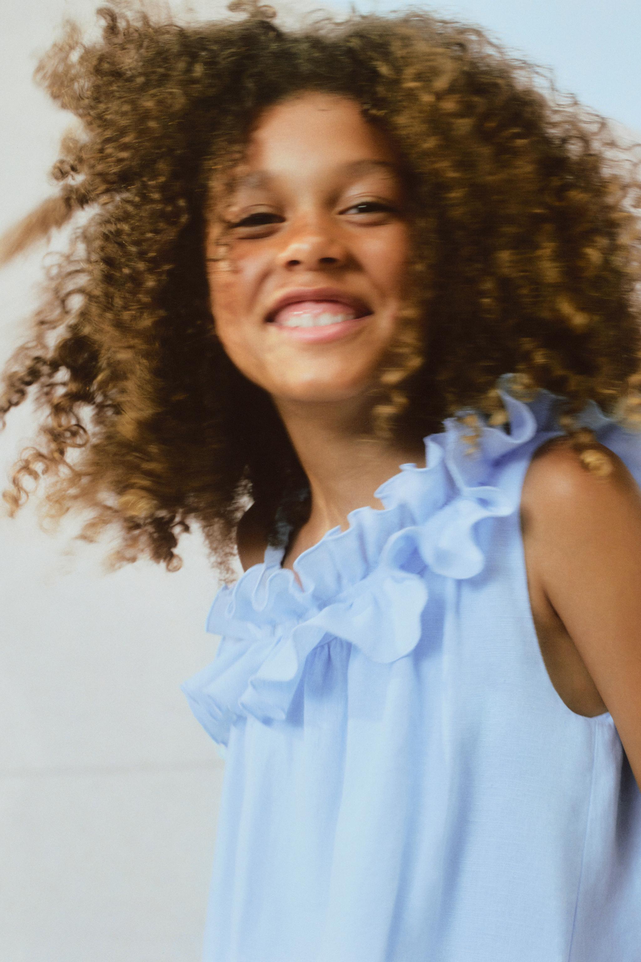 RUFFLED DRESS. 100% LINEN